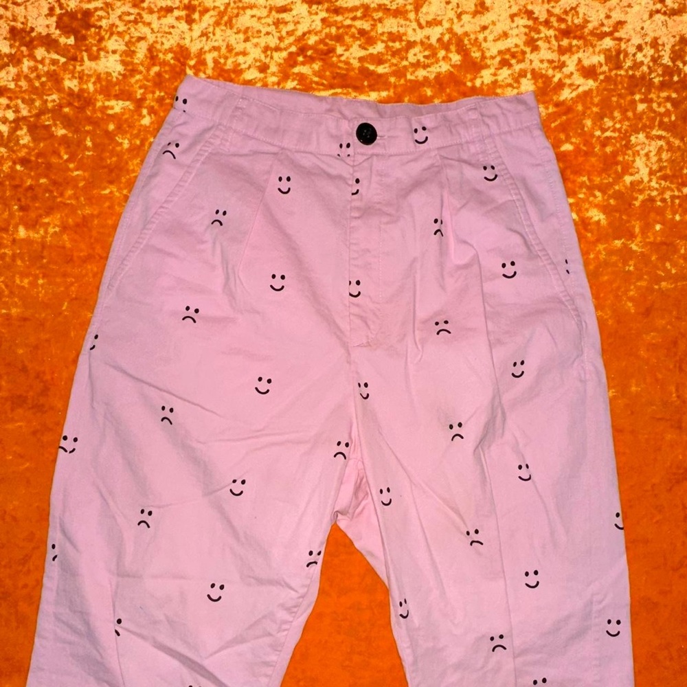 lazy oaf happy sad trousers in pink